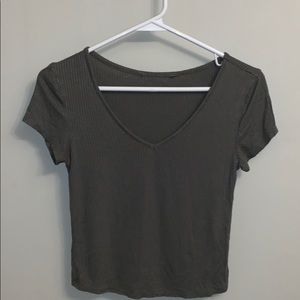 Army green v-neck